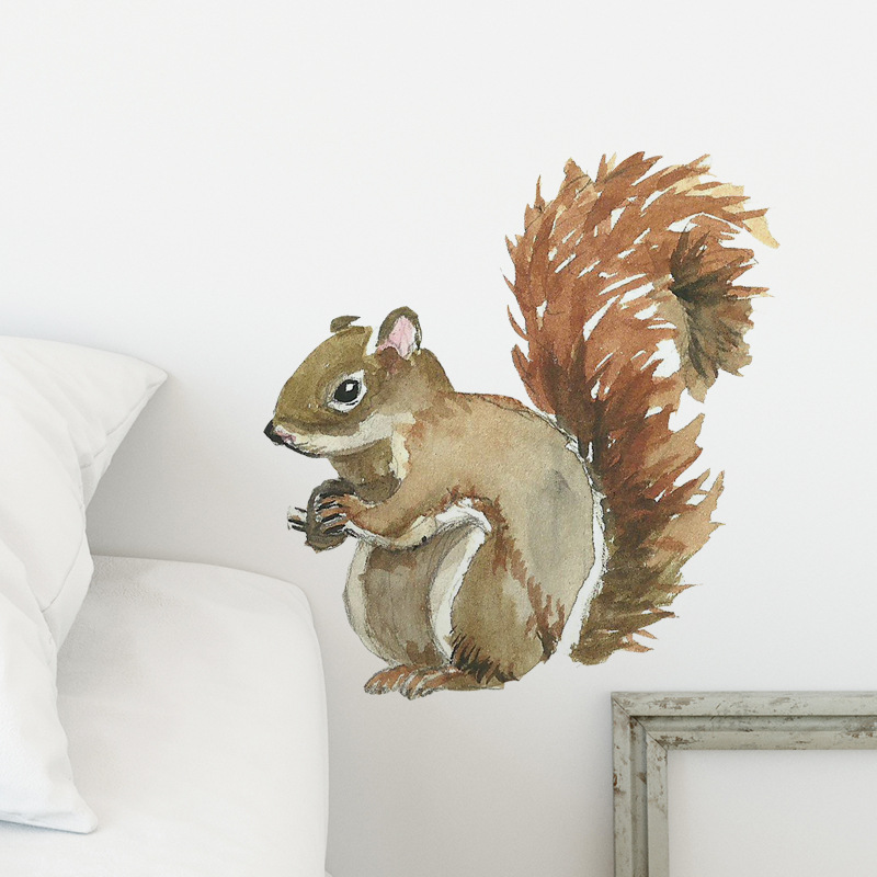 귀여운 다람쥐 벽 스티커 를위한 베이비 룸 홈 이동식 벽지 거실 침실 벽화 동물 PVC 스티커